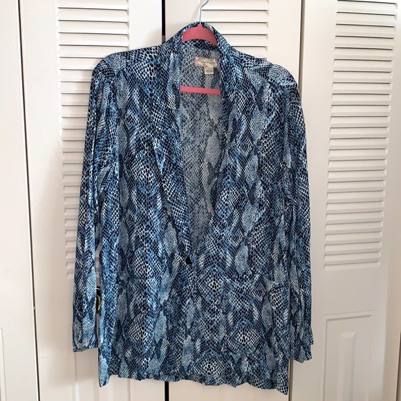 Blue Snake Print Unstructured Blazer-size Small - Picture 2 of 7